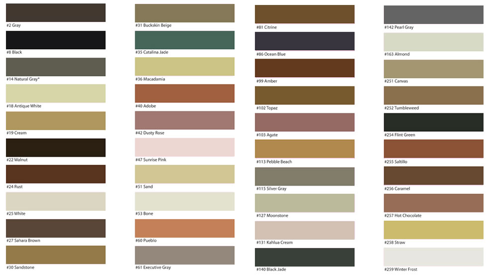 Grout Colors Chart