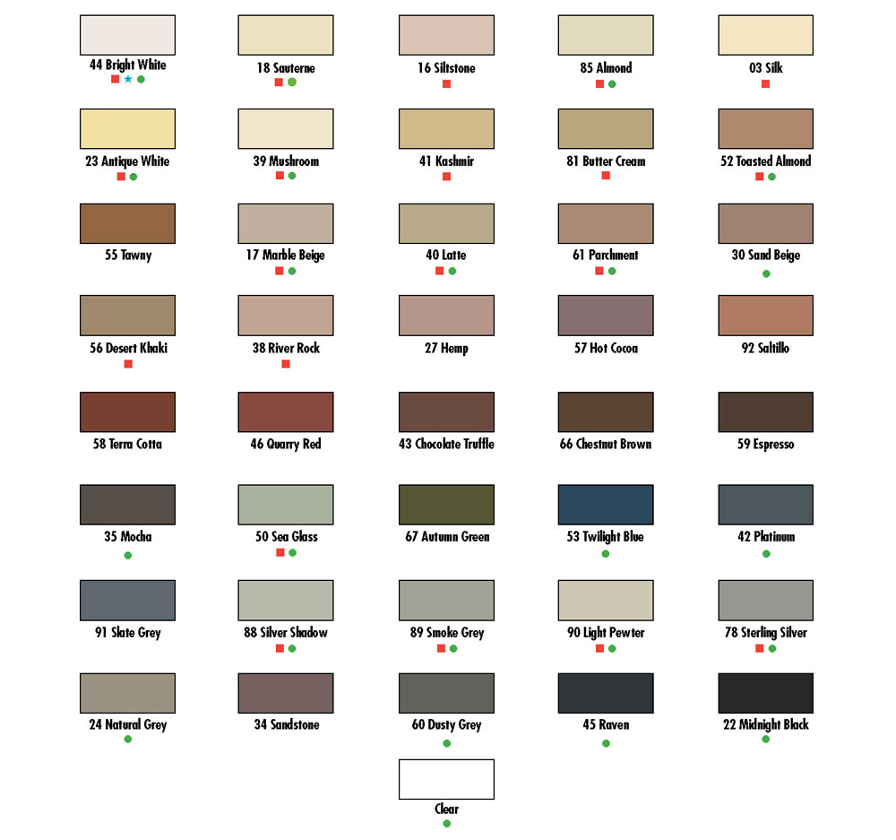 Info/Color Charts Grout Shield Grout Restoration